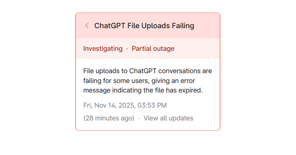 ChatGPT Outage Affects APIs And File Uploads