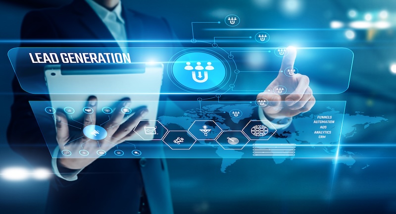 2026 Database Strategies & Contact Acquisition Benchmark Survey Businessman analyzing global networks lead generation, digital campaigns, B2B targeting, inbound marketing, SEO optimization, sales funnels, CRM tracking, customer acquisition, and demand creation.