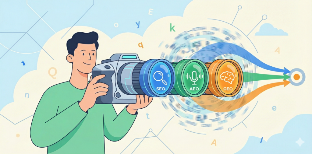Um guia do profissional de marketing para a nova sopa de letras de pesquisa: SEO vs. AEO vs. GEO